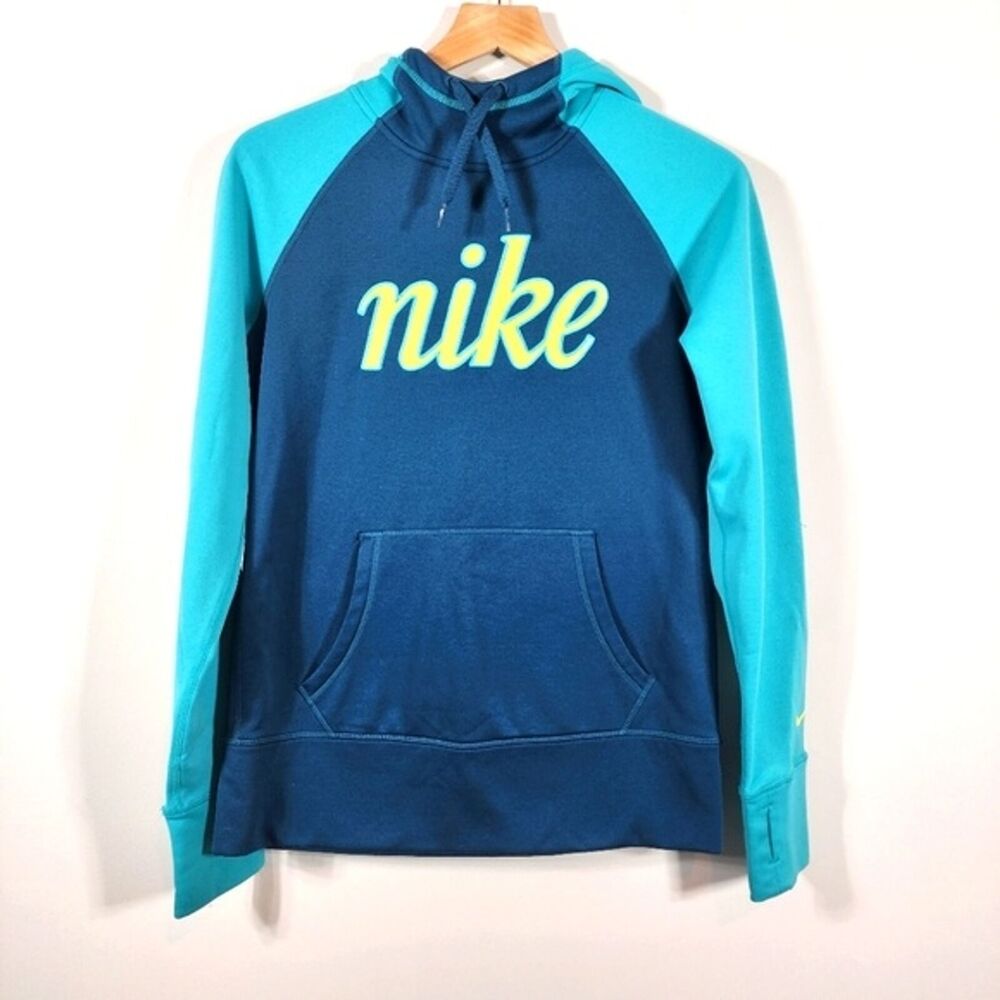 Teal Blue Nike Therma-fit Pullover Hoodie Size Med